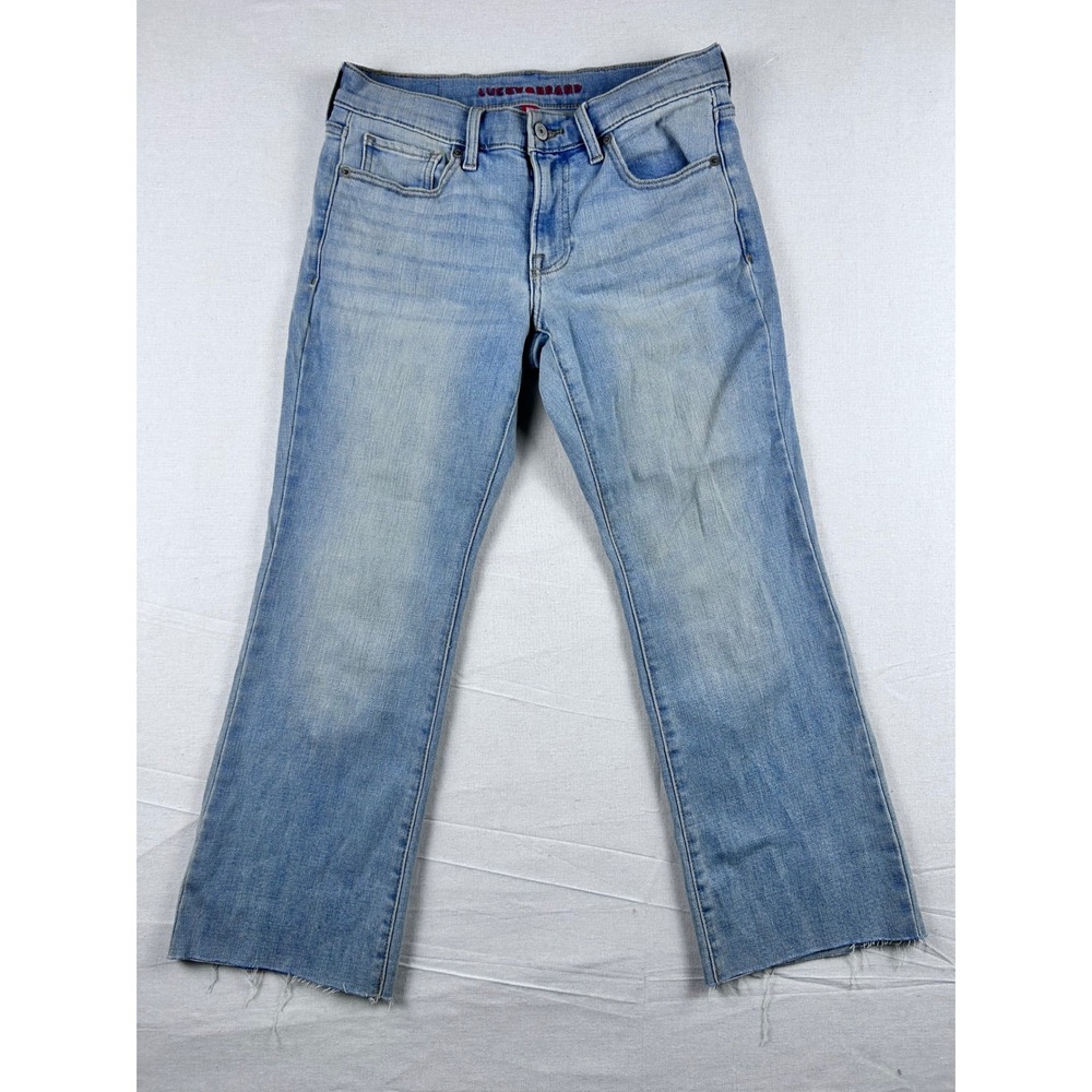 Lucky Brand Sweet Crop Light Wash Raw Hem Jeans Size 6/28 Blue Denim